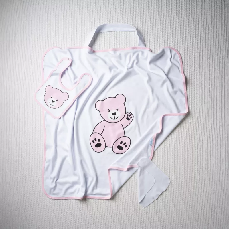 Decke mit Schlaufe, Lätzchen und Spucktuch für Mädchen