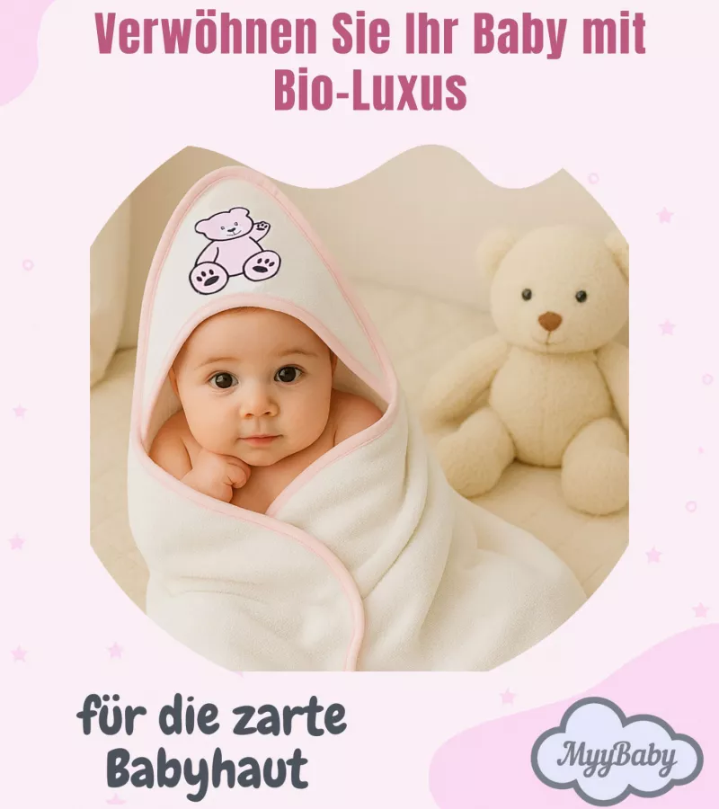 Kapuzenbadetuch und Waschhandschuh für Mädchen