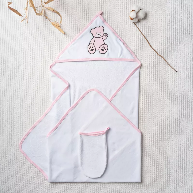 Kapuzenbadetuch und Waschhandschuh für Mädchen