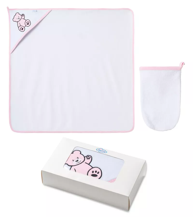 Kapuzenbadetuch und Waschhandschuh für Mädchen
